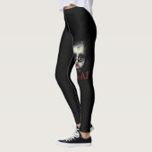 Leggings Amusant Éffrayant AF Déplaisant Goth Doll Face Hal (Gauche)