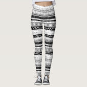 Leggings Amusant, Funky, Multi Patternes Noir & Blanc (Devant)
