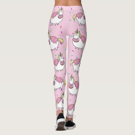 Leggings Amusant gras Unicorne mangeant saupoudrer Doughnut (Dos)