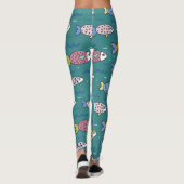 Leggings Amusant poisson funky nager dans l'eau Turquoise W (Dos)