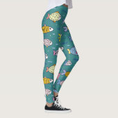 Leggings Amusant poisson funky nager dans l'eau Turquoise W (Droite)