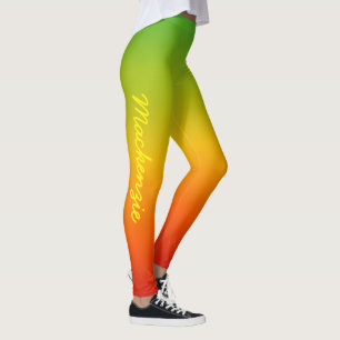Leggings Amusant Rouge Jaune Vert Caraïbe Tropical et Nom