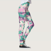 Leggings Amusant, violet, turquoise, motif camouflage rose, (Droite)