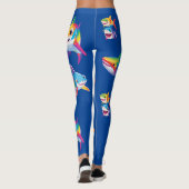 Leggings Amusante fête d'anniversaire de requin arc-en-ciel (Dos)