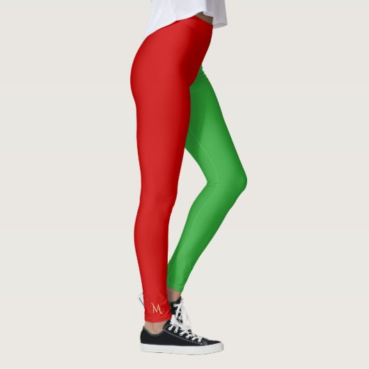 Leggings Amusants Rouge Vert Elfes Costume de Noël (Droite)
