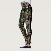 Leggings Amusement ! Flamants roses et palmiers roses sur (Gauche)