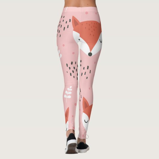 Leggings Amusement Fox : Motif de forêt mignon (Dos)
