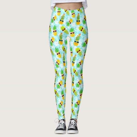 Leggings Ananas de Noël Tropical (Devant)