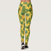 Leggings Ananas et Feuilles tropicaux en or (Dos)
