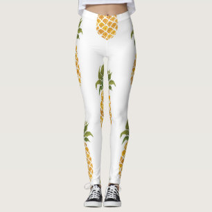 Leggings Ananas peint à la main, arrière - plan aquarelle.