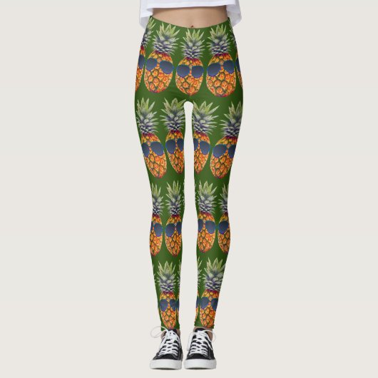 Leggings Ananas Portant des lunettes de soleil Motif Fodies (Devant)
