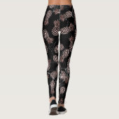 Leggings ananas rose d'or de marbre noir moderne élégant (Dos)