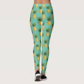 Leggings Ananas tropicaux sur Teal (Dos)