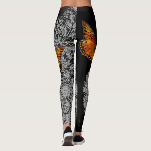 LEGGINGS ANCIENNE LACE MOTIF BLACK LEGINGS BUTTERFLIGS (Dos)