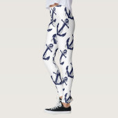 Leggings Ancre blanche et bleue nautique (Gauche)