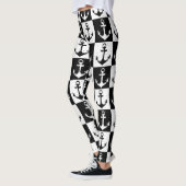 Leggings Ancre Motif de bloc noir blanc À damiers (Gauche)