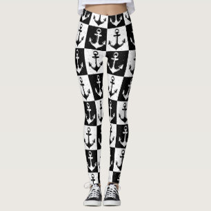 Leggings Ancre Motif de bloc noir blanc À damiers