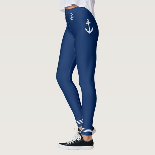 Leggings Ancre nautique Bleu Marine Bleu (Gauche)