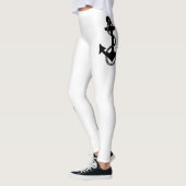 Leggings Ancre nautique noir et blanc avec corde | (Gauche)