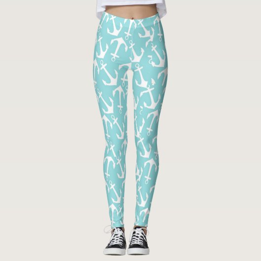 Leggings Ancres blanches nautiques (Devant)