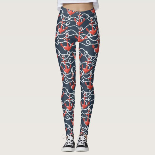 Leggings Ancres et motif nautiques de corde (Devant)