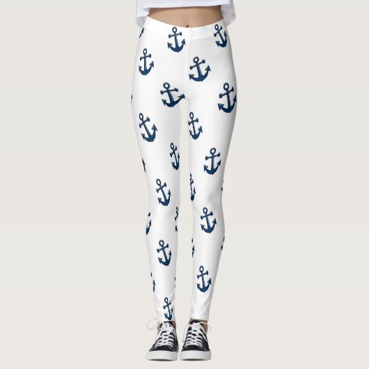 Leggings Ancres nautiques bleues (Devant)