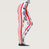 Leggings Ancres nautiques rouges et bleues et barre de navi (Droite)