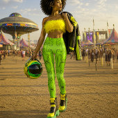 Leggings Android Mécanique Vert Citron Robot Futuriste