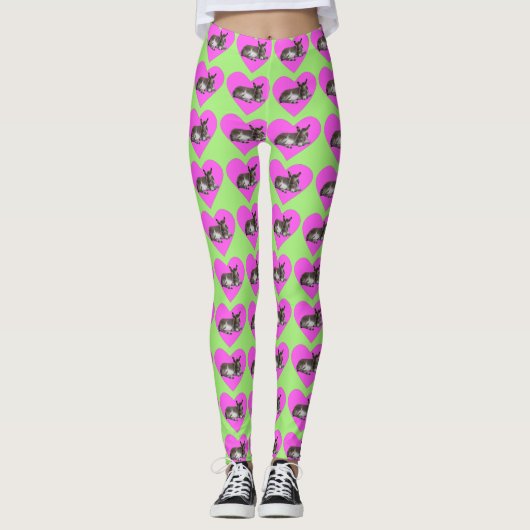 Leggings Âne au cœur rose (Devant)