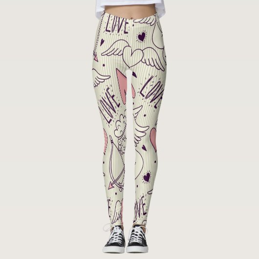 Leggings Angels, Saint Valentin, motif d'amour. (Devant)