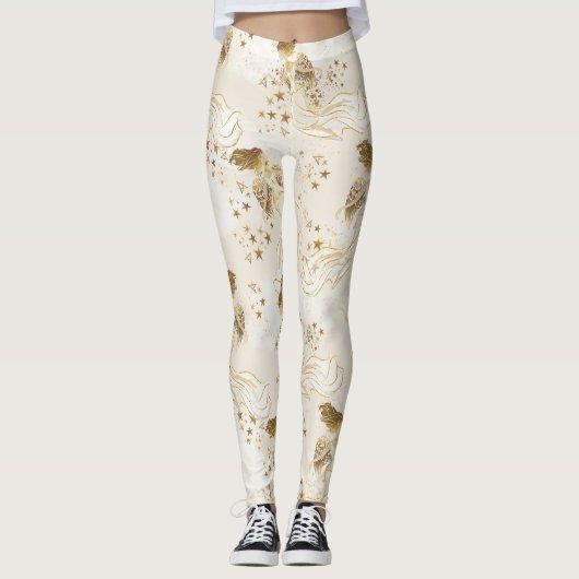 Leggings Anges d'or sur les guêtres blanches (Devant)