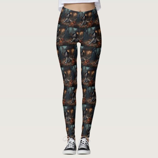 Leggings Anglais Springer espagnol Citrouille Halloween eff (Devant)