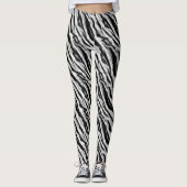 Leggings Animal Abstrait Zebra Peau Noir Blanc Motif (Devant)