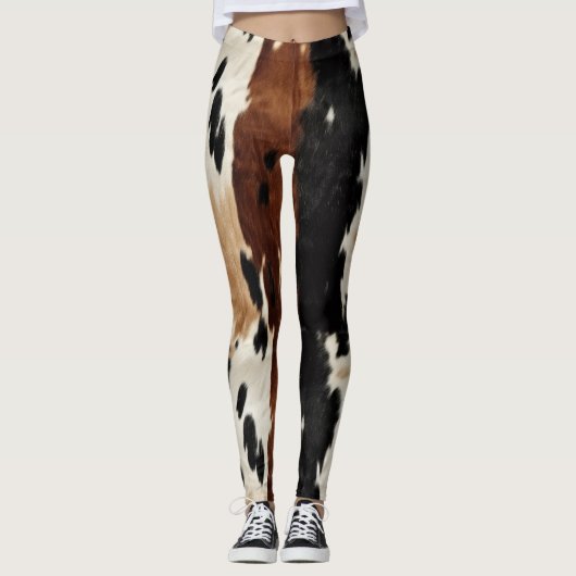 Leggings Animal de la vache Brown de l'Ouest (Devant)