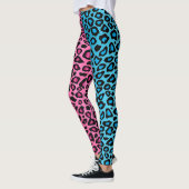 Leggings Animal léopard rose et bleu   (Gauche)