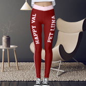 Leggings Animal Pet Lovers Happy Valentine's Day Red Custom