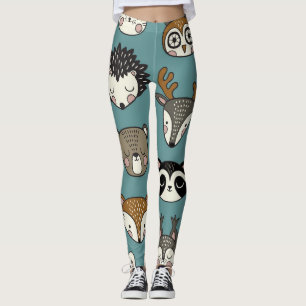 Leggings Animaux de bois mignons Motif Vintage