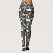 Leggings Animaux de forêt et Motif de feuilles (Dos)