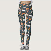 Leggings Animaux de forêt et Motif de feuilles (Devant)