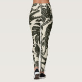 Leggings Animaux de la jungle tropicale noir et crème gras (Dos)