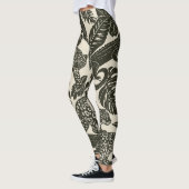 Leggings Animaux de la jungle tropicale noir et crème gras (Gauche)