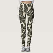 Leggings Animaux de la jungle tropicale noir et crème gras (Devant)