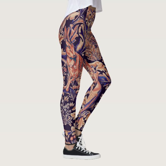 LEGGINGS ANIMAUX FORESTIERS, FOX, PEACOCK, HARE ROSE BLEU F (Droite)