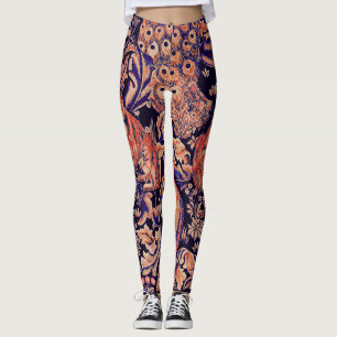 LEGGINGS ANIMAUX FORESTIERS, FOX, PEACOCK, HARE ROSE BLEU F