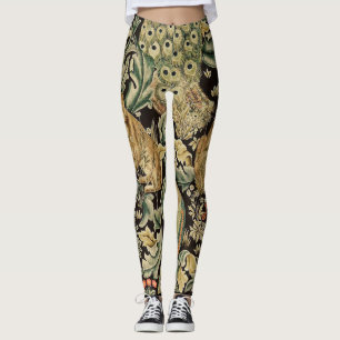 LEGGINGS ANIMAUX FORESTIERS, FOX, PEACOCK, LIT EN FLORAL VE