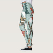 Leggings Animaux forestiers : Hiver Vintage sans couture. (Gauche)