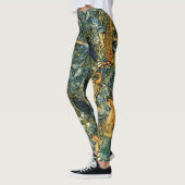 Leggings ANIMAUX FORESTIERS, RAVEN, FOX, PEACOCK Blue Green (Gauche)