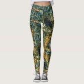 Leggings ANIMAUX FORESTIERS, RAVEN, FOX, PEACOCK Blue Green (Devant)