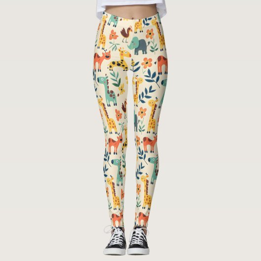 Leggings Animaux fous Motif coloré (Devant)