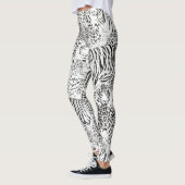 Leggings Animaux modernes de tigres léopards noirs blancs (Gauche)